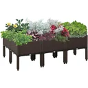 Raised bed 6-part planter with drainage holes rattan look flower box DIY brown 40 x 40 x 44 cm