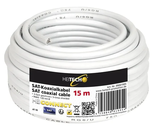 "SAT coaxial cable 3-way, 15m image"