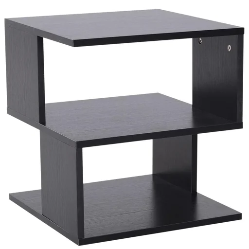 "Side table bedside table with modern design, chipboard, black, 40x40x43 cm image"