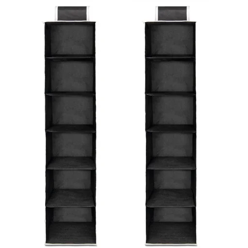 "2x coat hangers with 6 compartments in black/white image"