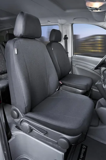 "Custom fit seat covers for 2 single seats made of fabric for Mercedes Vito W639 and Viano W639 from model year 06/2003 to 05/2014 image"