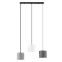 Ceiling light chandelier with 3 adjustable hanging chains for office, living room, dining room, steel, polyester fabric, black