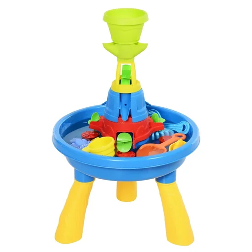 "Children's sandpit table with 21-piece accessories image"