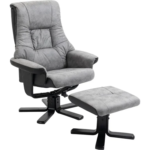 "Recliner chair with footstool, TV chair, upholstered chair, recliner sofa, 360° rotatable, 135° tiltable, grey, 78 x 82.5 x 109 cm image"