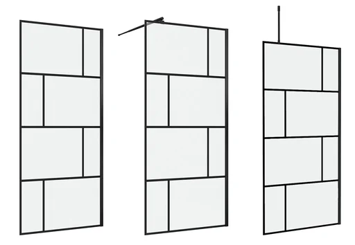 "Shower enclosure in modern design 90 x 195 cm - glass shower enclosure with matt black wall profile - including ceiling bracket image"