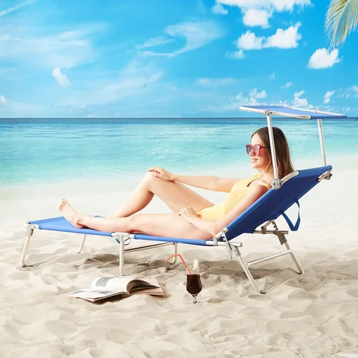 "Ibiza Lounger - Set of 2 - Blue Aluminium - Includes Parasol image"