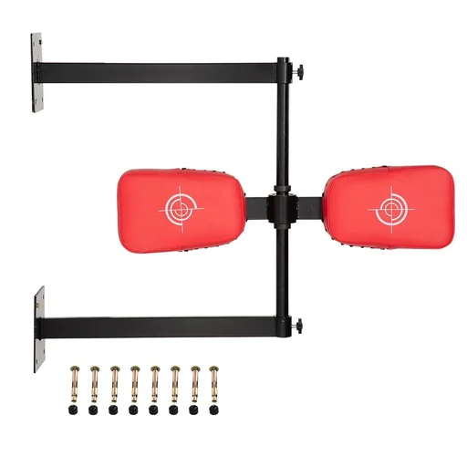 "Rotating Punch Cushion Wall Mount Reflex Bar Punch Pad for Training Kick Shield Steel Artificial Leather Red 82 x 65 x 14 cm image"