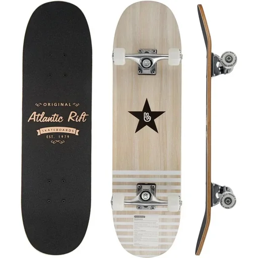 "Skateboard - ABEC 9 Bearings - Wood - Black - PU Wheels & Shock Absorbers image"