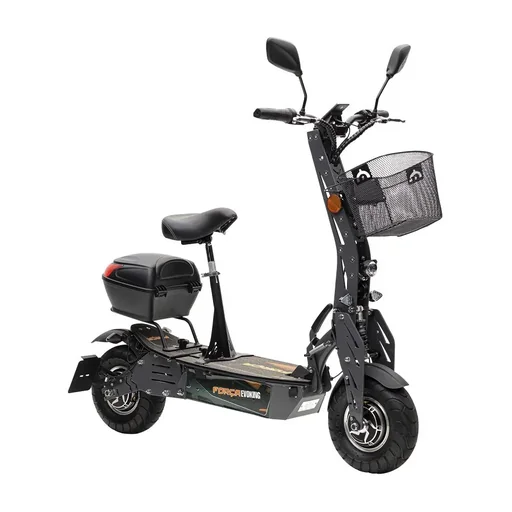 "E-scooter "Evoking" Duo Safety Plus 45 km/h including indicators, luggage case and lithium battery, black image"