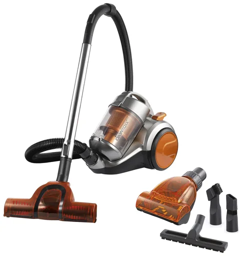 "Pet Star cyclone vacuum cleaner with 6-piece jumbo nozzle set, including pet hair nozzle, 700 watts, silver/orange image"