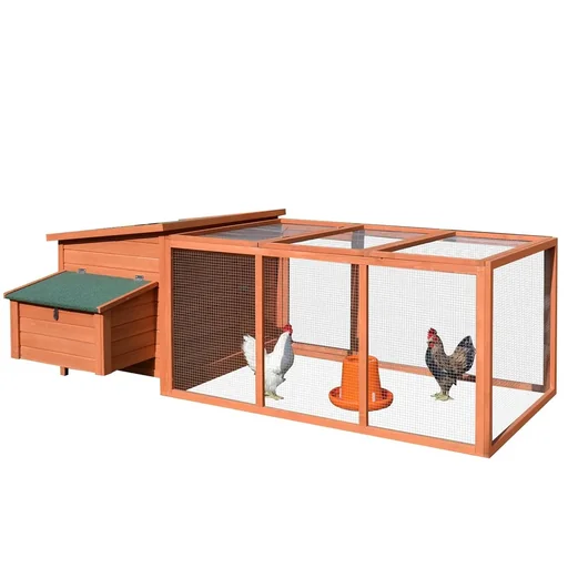 "Chicken coop, chicken house, poultry house, small animal cage with nesting box, egg box with 2 compartments, fir, wire, asphalt, 223.5 image"
