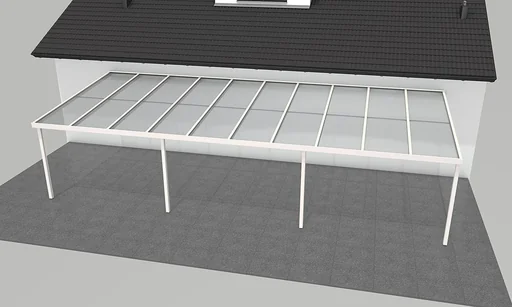 "Patio roof Premium, white, 10140 x 4060 mm - 10 mm laminated safety glass (VSG) image"