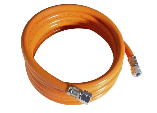 "Medium pressure hose 800 mm, for propane/butane, DIN-DVGW, R 1/4 left on both sides. image"