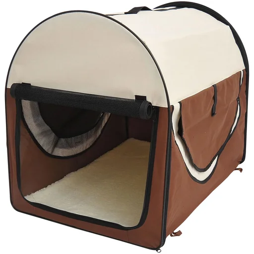 "Dog transport box, foldable, size XXL - 97x71x76 cm, coffee brown-cream image"