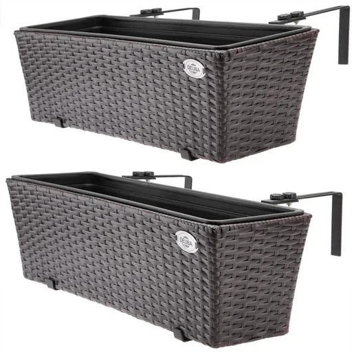 "Polyrattan planter - set of 2 - brown image"