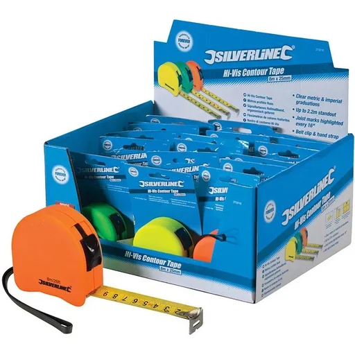 "Colorful ergonomic tape measure, display box 18 pieces, 8 x 25 mm image"