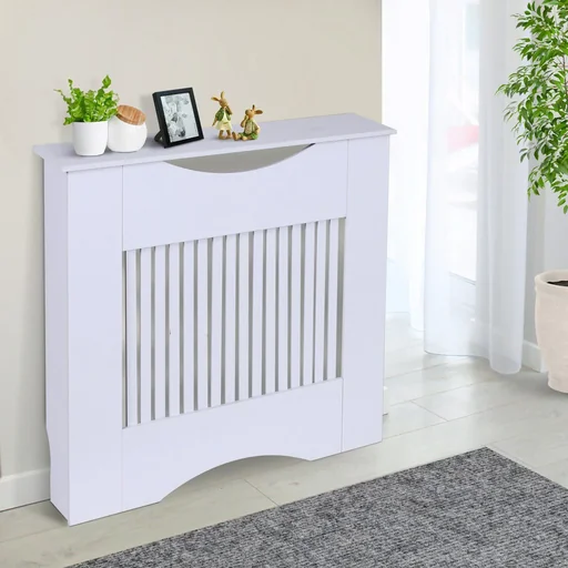 "Radiator cover, heating cover, MDF white, 78 x 19 x 80.5 cm image"