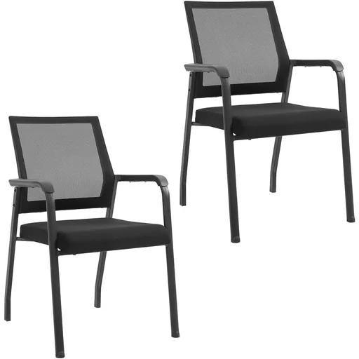 "Meeting chair, conference chair, visitor chair, set of 2 ergonomic office chairs with floor mats, stackable, mesh cover, image"