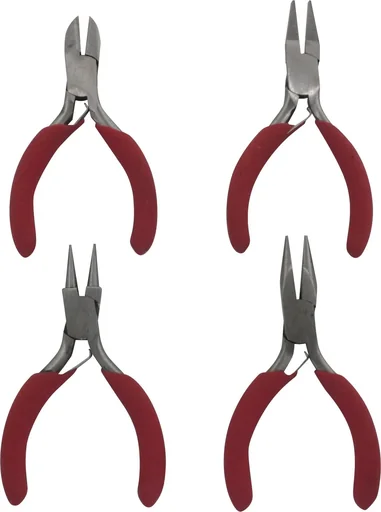 "Mini pliers: side cutters, needle-nose pliers, round-nose pliers, flat-nose pliers image"