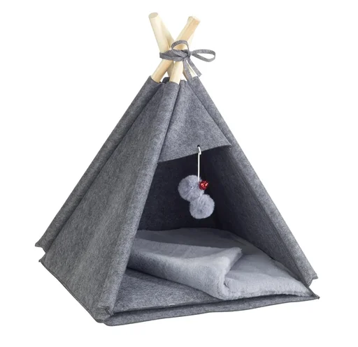 "Animal tent "TIPI", anthracite, felt design, 45 x 60 x 45 cm image"