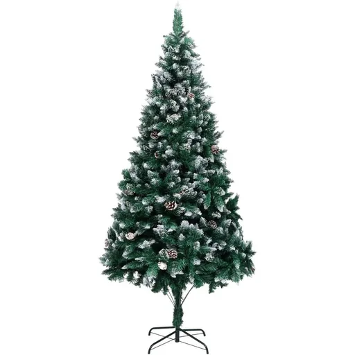 "Artificial Christmas tree with pine cones and white snow 240 cm image"