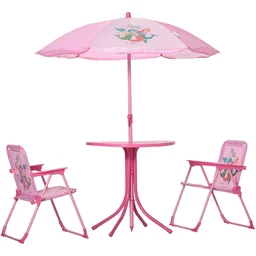 4 stuks kindermeubelset tuintafel 2 klapstoelen parasol camping kinderzitje