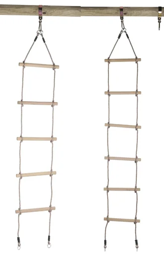 "Rope ladder with 5 wooden rungs and 4 rings for a swing - height of 2.65 m image"