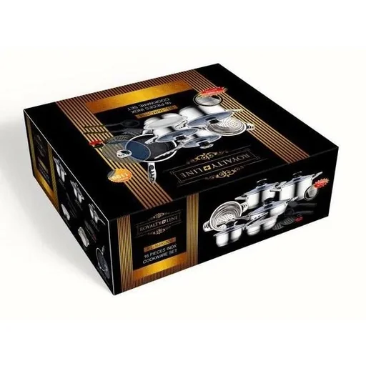 "16-piece stainless steel cooking set with metal lids image"