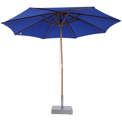 "Wooden parasol 300x245cm garden parasol balcony parasol blue image"