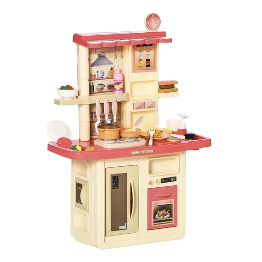 "Children's kitchen toy with accessories, mist formation, water spray, lights, musical play kitchen, musical functions, toy set image"