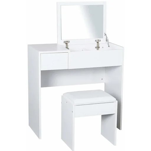 "Dressing table with stool white 80 x 40 x 79cm image"
