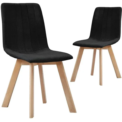 "Dining room chairs 2 pieces fabric black image"