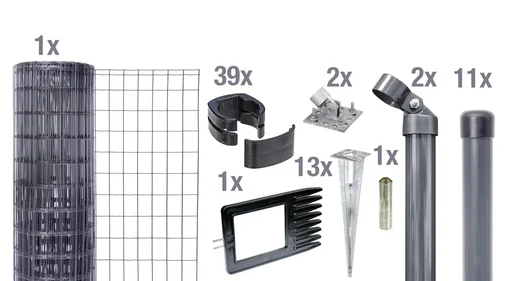 "Fix-Clip Pro as a complete fence set, with ground socket, anthracite, height 153 cm, length 25 m image"