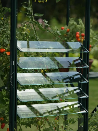 "Louvre wall window, emerald, with 3mm toughened safety glass image"