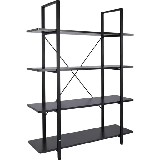 "Freestanding shelf, filing cabinet, bookcase, wooden shelf, storage shelf, 4 compartments, black, 105 x 33.8 x 138 cm image"