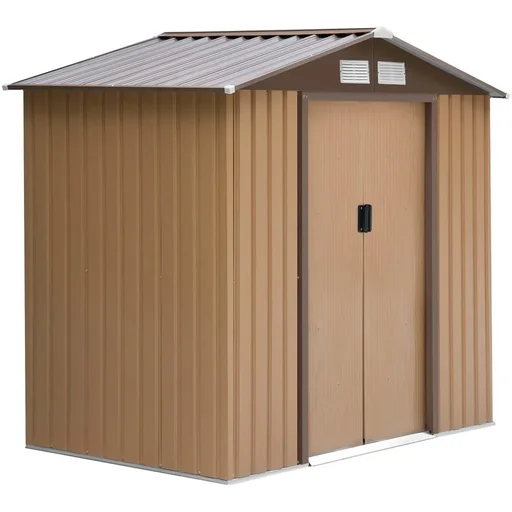 "Tool shed with base plate metal yellow L213 x W130 x H185 cm image"