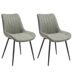 2-teiliges Set Esszimmerstuhl Küchenstuhl mit Rücklehne Metallbeine Retro-Stil K