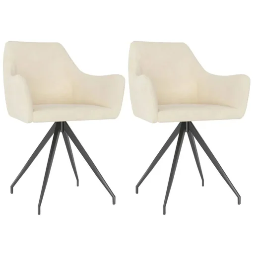 "Dining room chairs 2 pieces velvet cream image"
