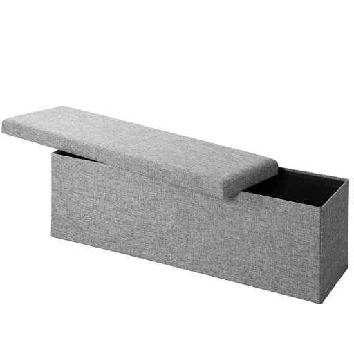 "Bench with storage space - Grey 115x38x38cm foldable image"