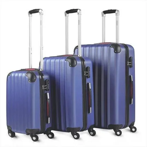 "Hard-shell suitcase set, 3-piece, blue, M/L/XL image"