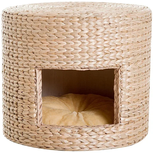 "Cat cave cat basket with cushion straw natural image"