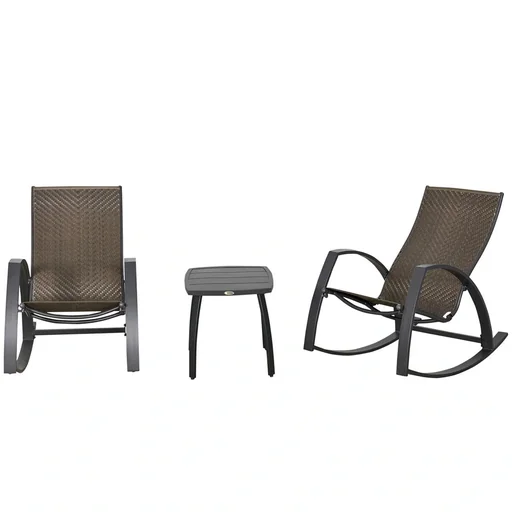 "Rattan rocking chair bistro set 3 pieces 2 chairs 1 table aluminum comfort UV-resistant for gardens terraces pools pati image"