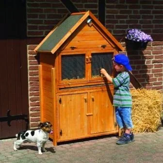 "Small animal hutch "Susi" pitched roof with base cabinet image"