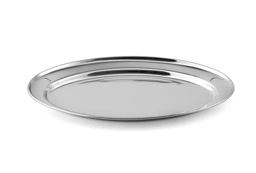 "Serving tray, serving platter, asparagus platter, oval, stainless steel, silver-colored, 20 cm image"