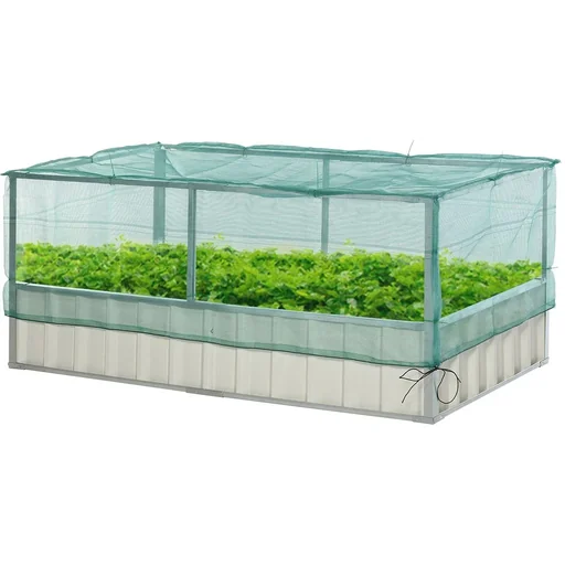 "Garden bed with net cover white/green image"
