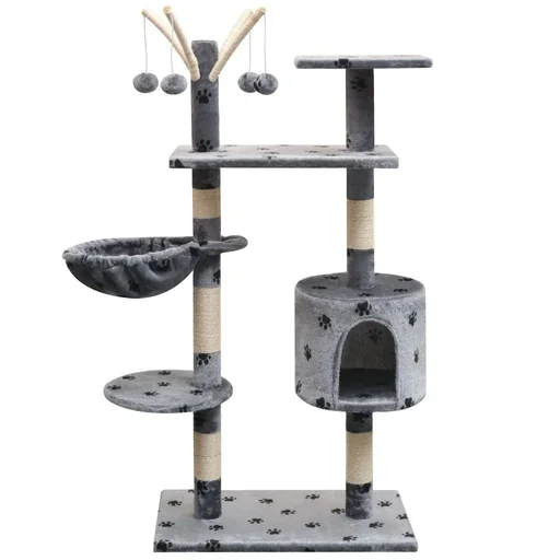 "Cat scratching post with sisal scratching post 125 cm paw print grey image"