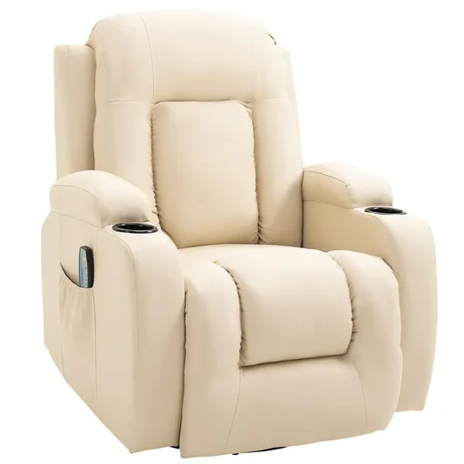 "Massage chair TV chair Relaxing chair TV chair Heat function Rocker function with remote control Reclining function Cream white image"
