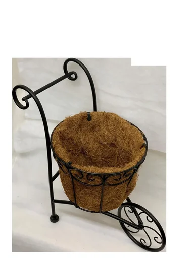 "Plant stand wheelbarrow made of metal image"