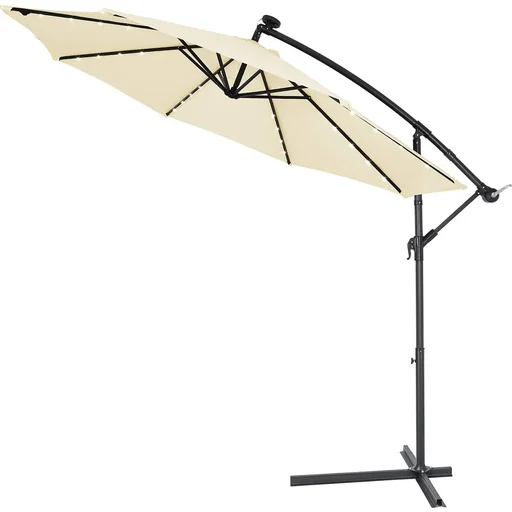"Haiti parasol with LED lighting, tiltable cream - Ø 3m image"