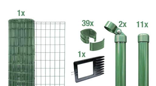 "Fix-Clip Pro as a complete fence set, for setting in concrete, green, height 81 cm, length 25 m image"